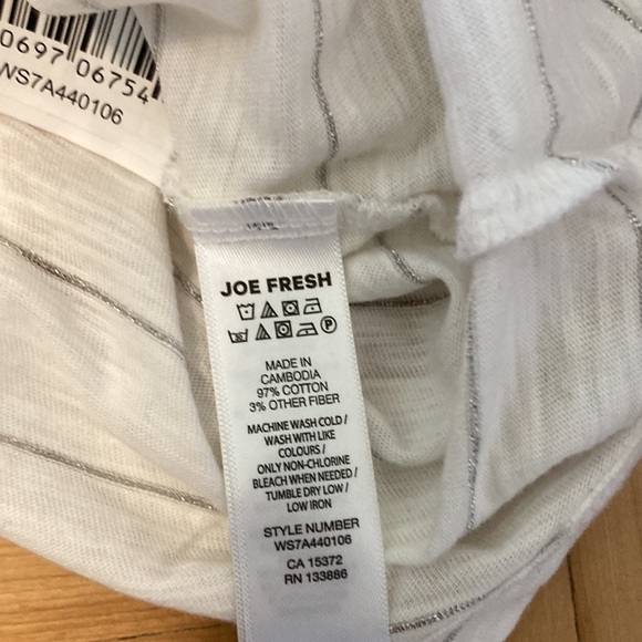 Joe Fresh tshirt and tank white silver stripe racerback - Picture 7 of 8